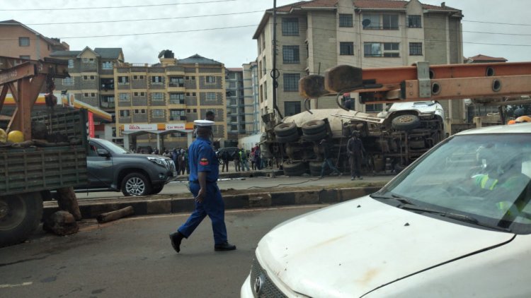 Truck Overturns, Blocks Multiple Nairobi Roads (PHOTOS)