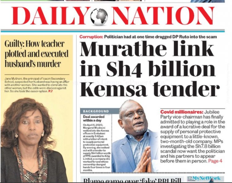 Uproar as Daily Nation Newspaper's Makes this Headline About Murathe