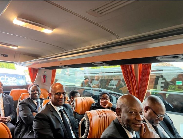 Humble President Ruto Rides in A bus to Queen Elizabeth`s Funeral